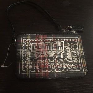 Coach Poppy tartan plaid wristlet